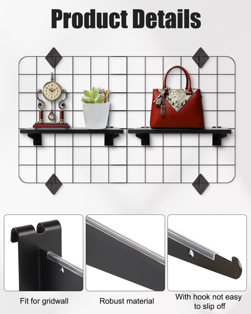 Alffun 12 PCS Gridwall Knife Shelf Bracket with Lip, 12" Metal Gridwall Brackets Hooks Heavy Duty Shelf Bracket Gridwall Accessories - Fits All 3" Grid Panels - Image 3